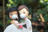 Picture of Quarantine wedding cake topper, Beautiful white wedding clay figurine