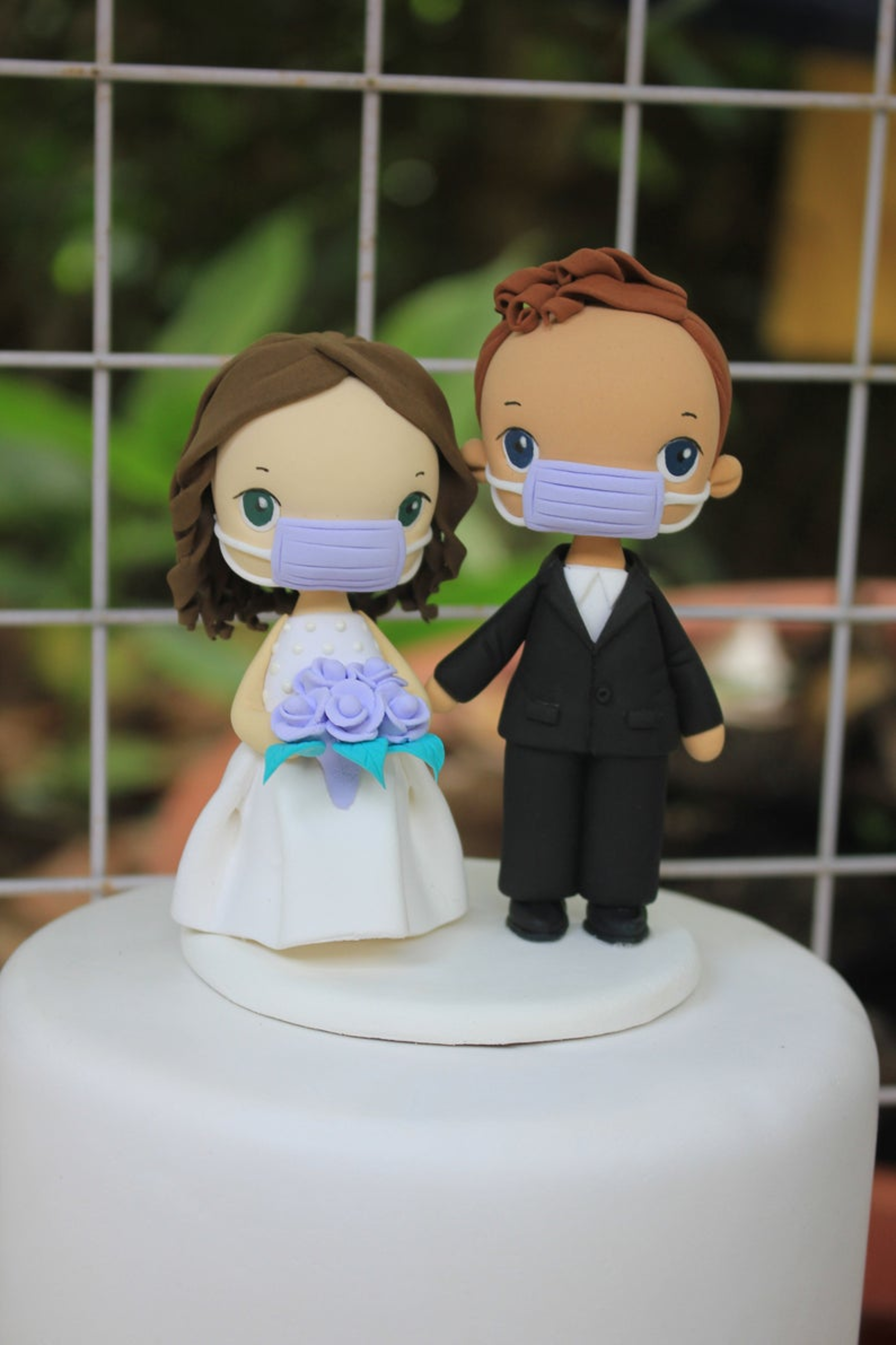Picture of Quarantine wedding cake topper, Purple wedding topper