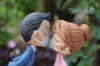 Picture of Kissing Ao dai wedding cake topper, Mixed race wedding cake topper