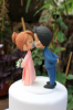 Picture of Kissing Ao dai wedding cake topper, Mixed race wedding cake topper