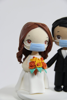 Picture of Quarantine Bride & Groom Quarantine Wedding cake topper
