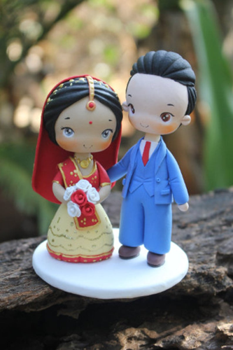 Picture of Indian Saree wedding cake topper, Traditional wedding costume wedding topper