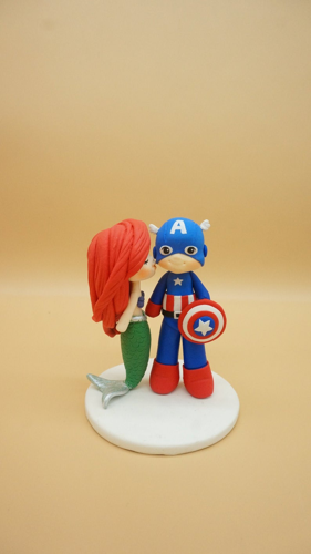 Picture of Mermaid and Captain America wedding cake topper