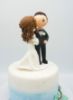 Picture of Cheek Kissing wedding cake topper, Bride kiss groom clay figurine