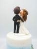 Picture of Cheek Kissing wedding cake topper, Bride kiss groom clay figurine