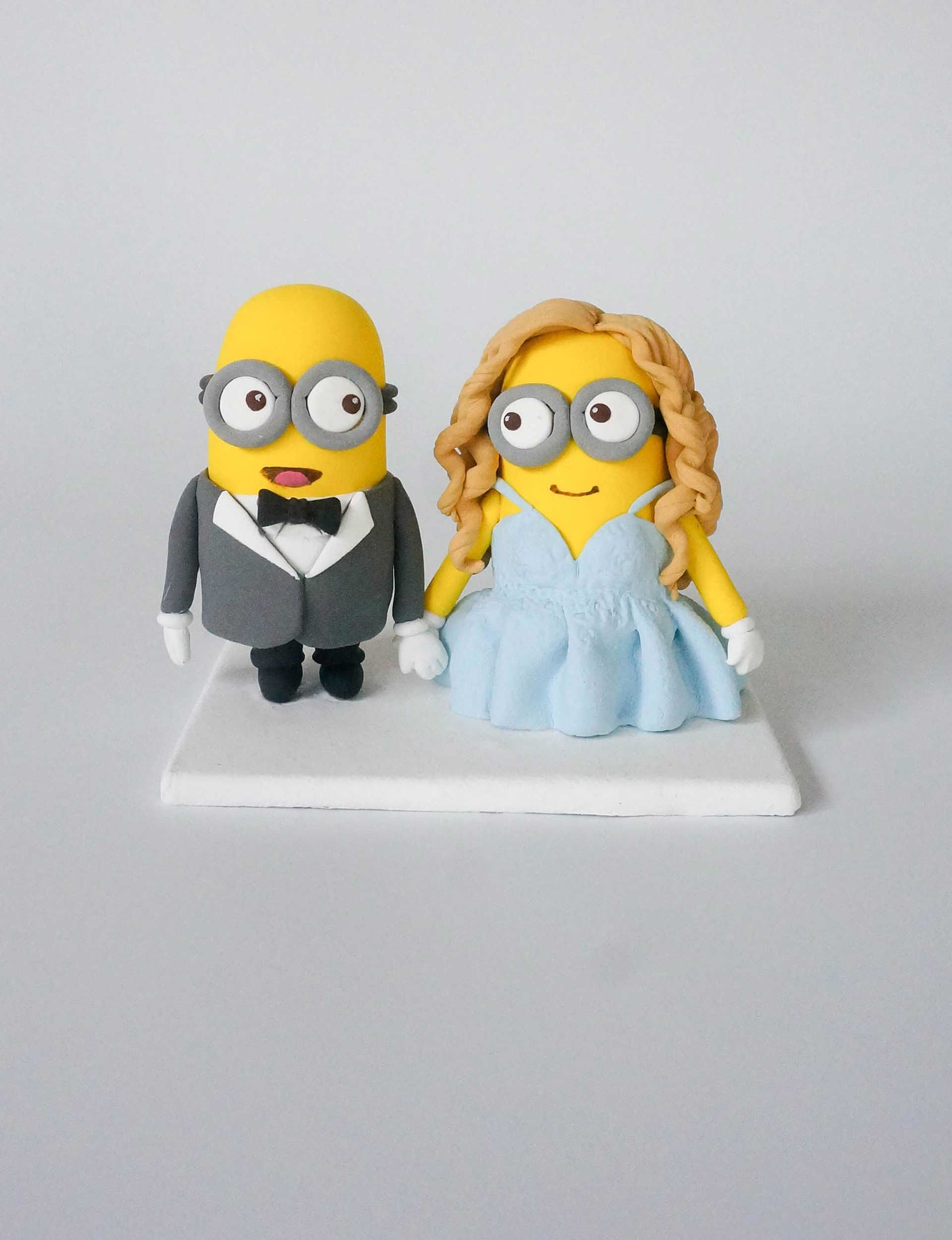 Picture of Minion Bride & Groom wedding cake topper, Blue wedding theme