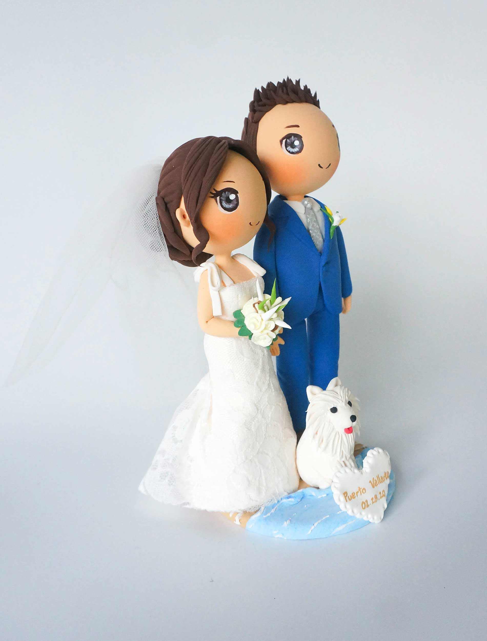 Romantic Beach Bride and Groom Wedding Cake Topper Personalized 