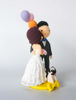 Picture of Bride and Groom cake topper with dog, Kissing wedding cake topper