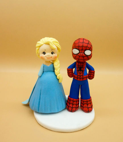 Picture of Elsa and Spiderman Wedding Cake Topper