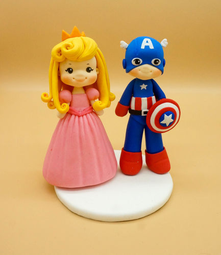 Picture of Princess Peach and Captain America Wedding Cake Topper