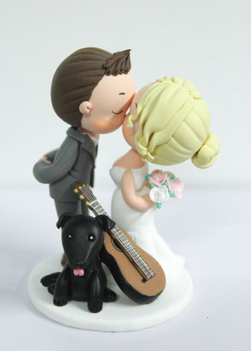 Picture of Guitarist Bride and Groom Wedding Cake Topper