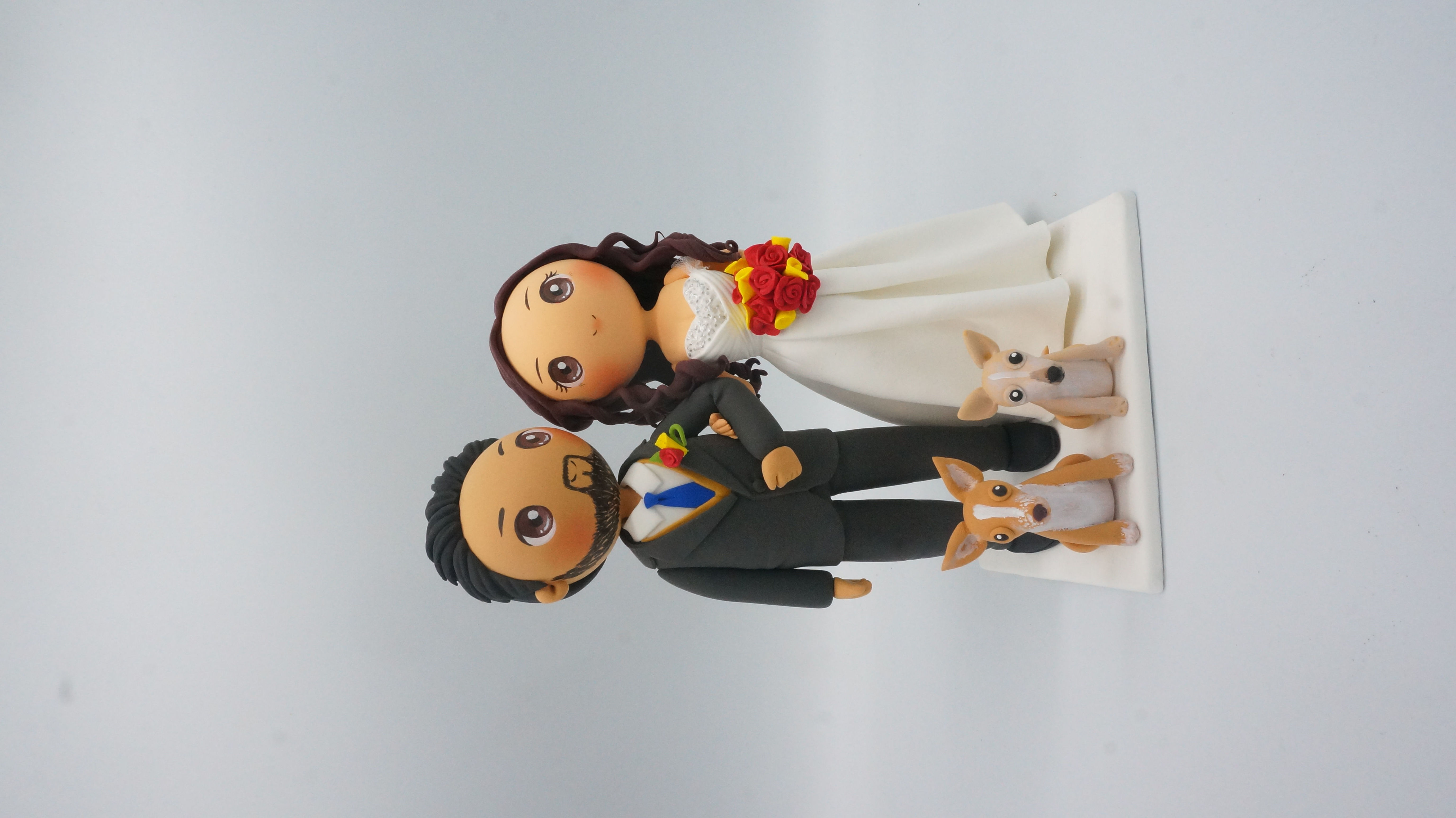 Picture of Bride and Groom Wedding Cake Topper with Dogs