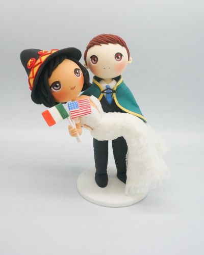 Picture of Konosuba Wedding Cake Topper, Kazuma Sato Groom & Megumin Bride, Groom Carrying Bride Over The Threshold Wedding Cake Topper