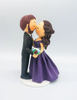 Picture of Kissing Bride & Groom cake topper,  purple theme wedding cake topper