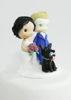 Picture of Bride & groom with a dog, lavender wedding cake topper