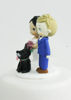 Picture of Bride & groom with a dog, lavender wedding cake topper