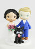 Picture of Bride & groom with a dog, lavender wedding cake topper