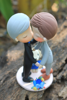 Picture of Groom groom wedding cake topper with dog - clearance