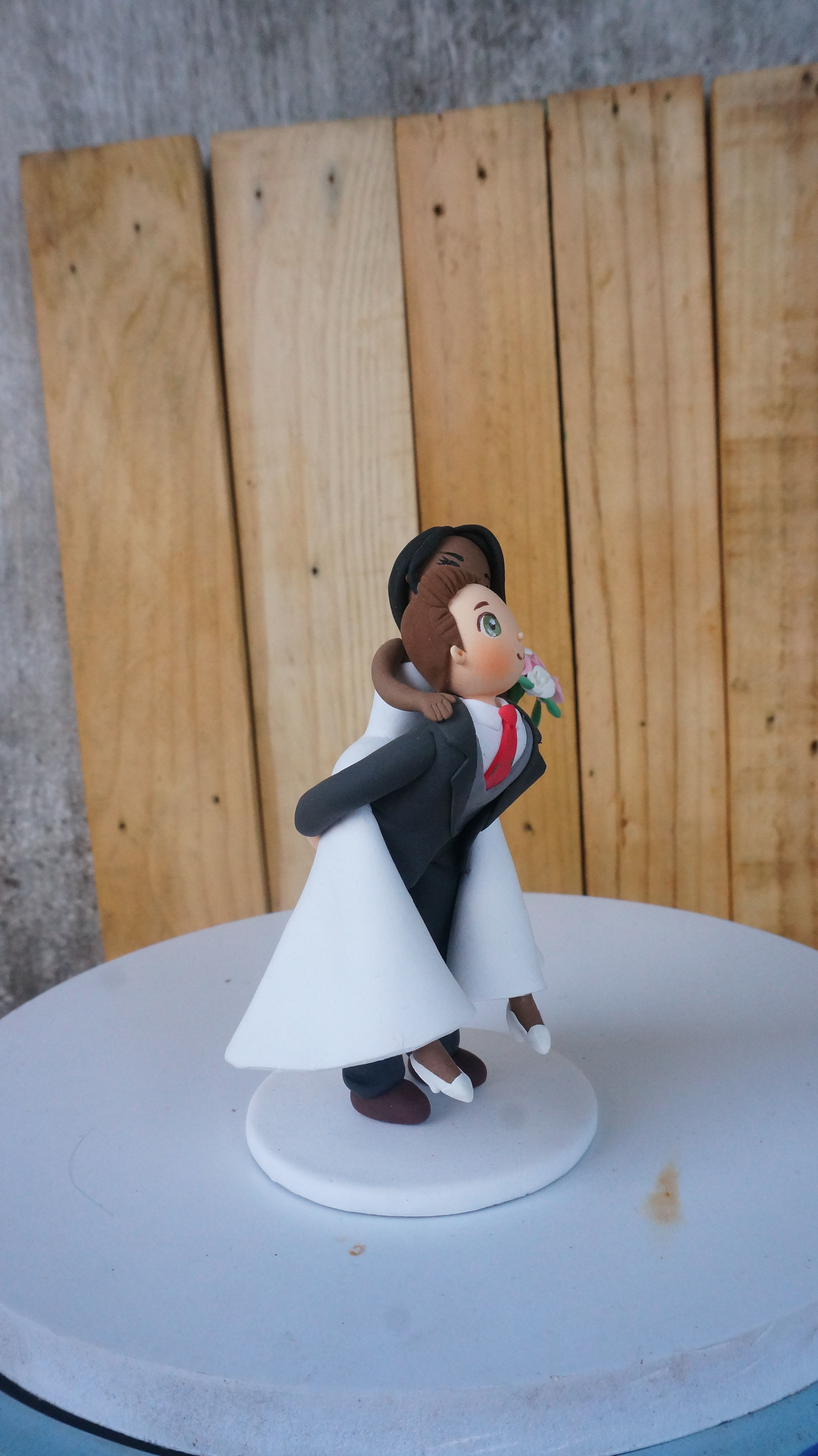 Funny Playful bride & groom YAH Wedding Cake topper PIGGY back  funny 