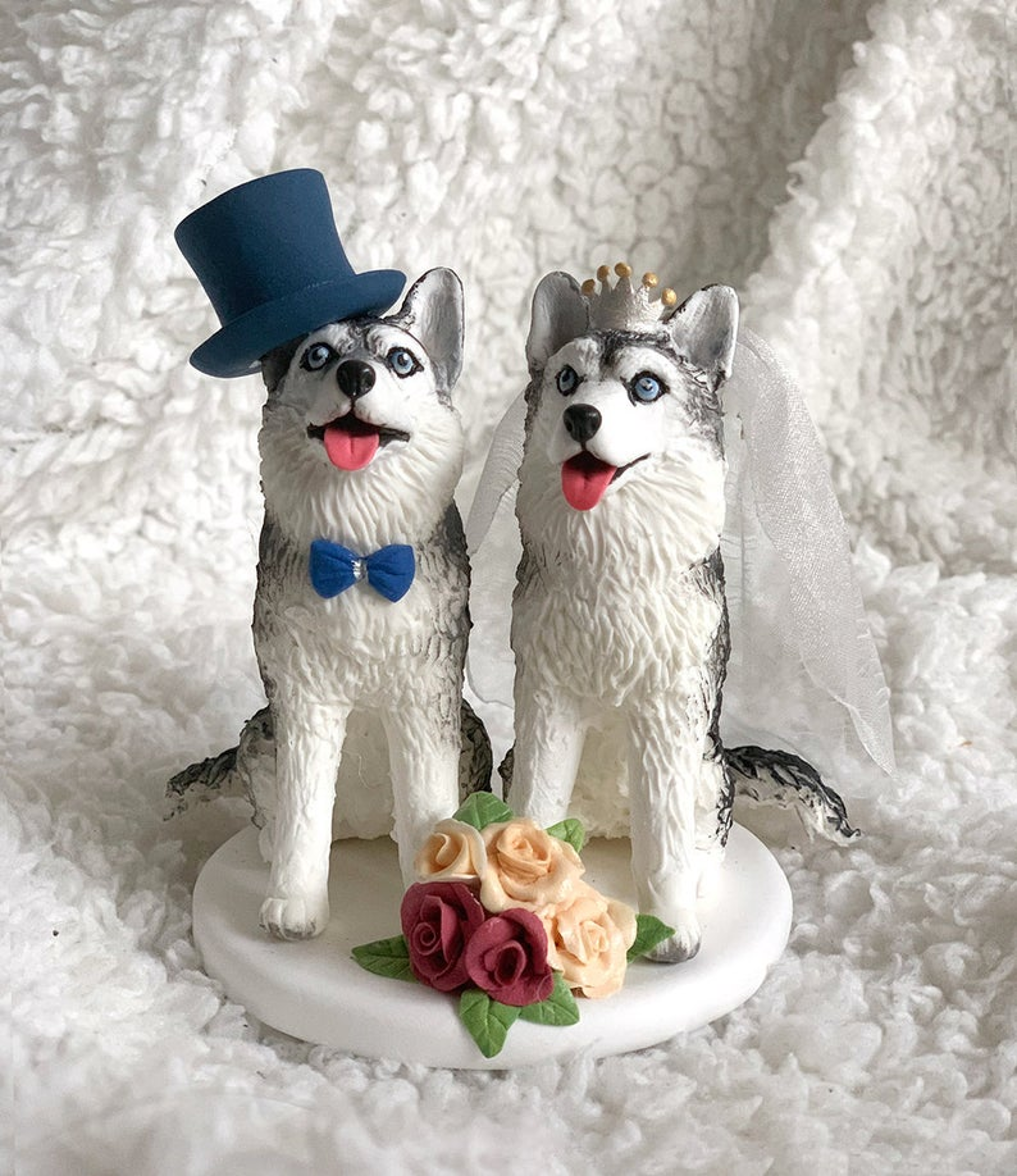 Picture of Husky wedding clay miniature, Pet wedding cake topper - CLEARANCE
