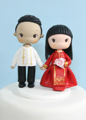 Picture of Chinese and Barong wedding cake topper, Filipino and Chinese wedding topper