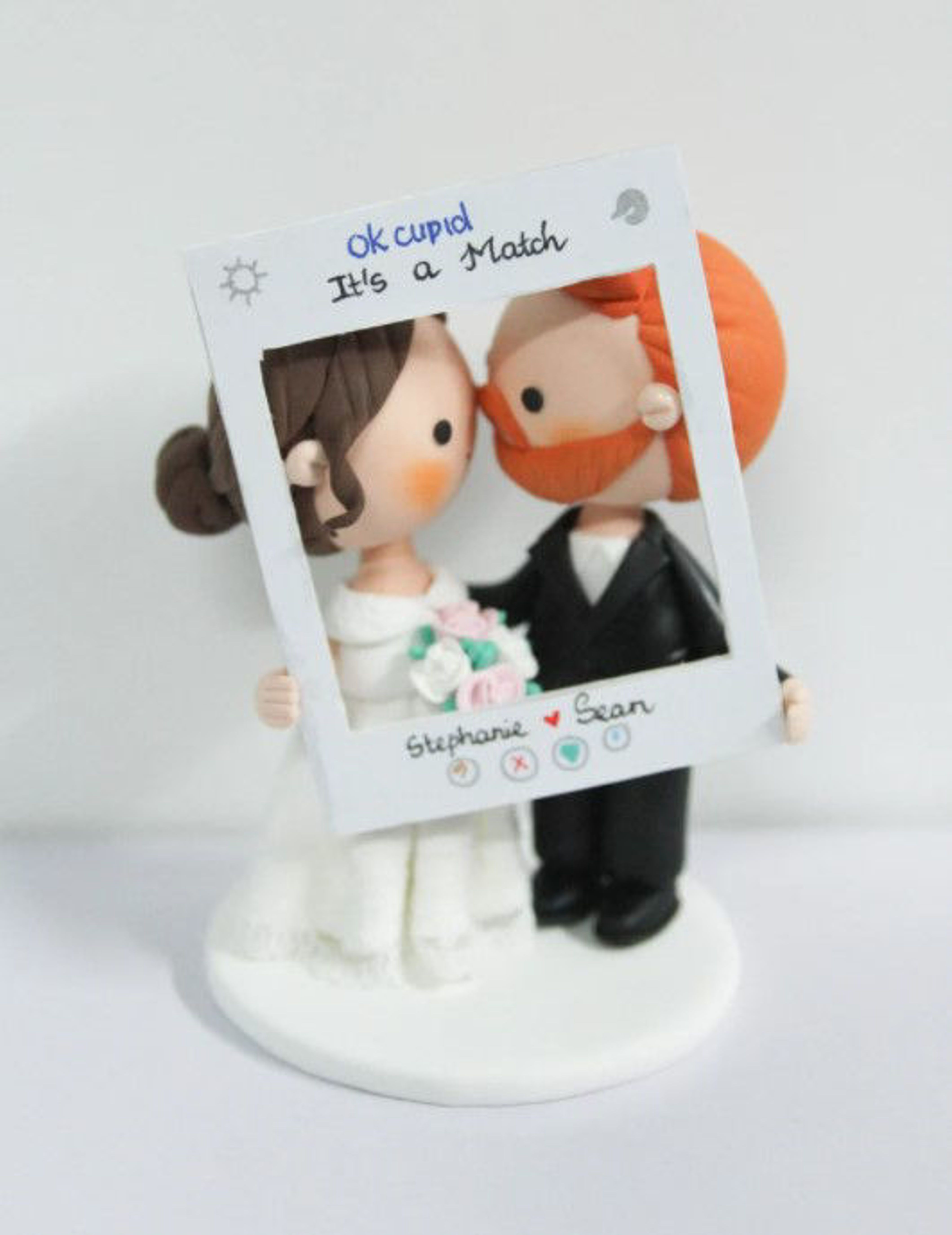 Picture of OK Cupid wedding cake topper, Dating online cake topper