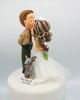 Picture of Police and Nurse with a dog wedding cake topper, Kissing forehead wedding cake topper