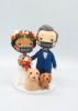 Picture of Hippie Bride & groom with dogs wedding cake topper, Boho wedding cake topper mini version