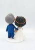 Picture of Hippie Bride & groom with dogs wedding cake topper, Boho wedding cake topper mini version