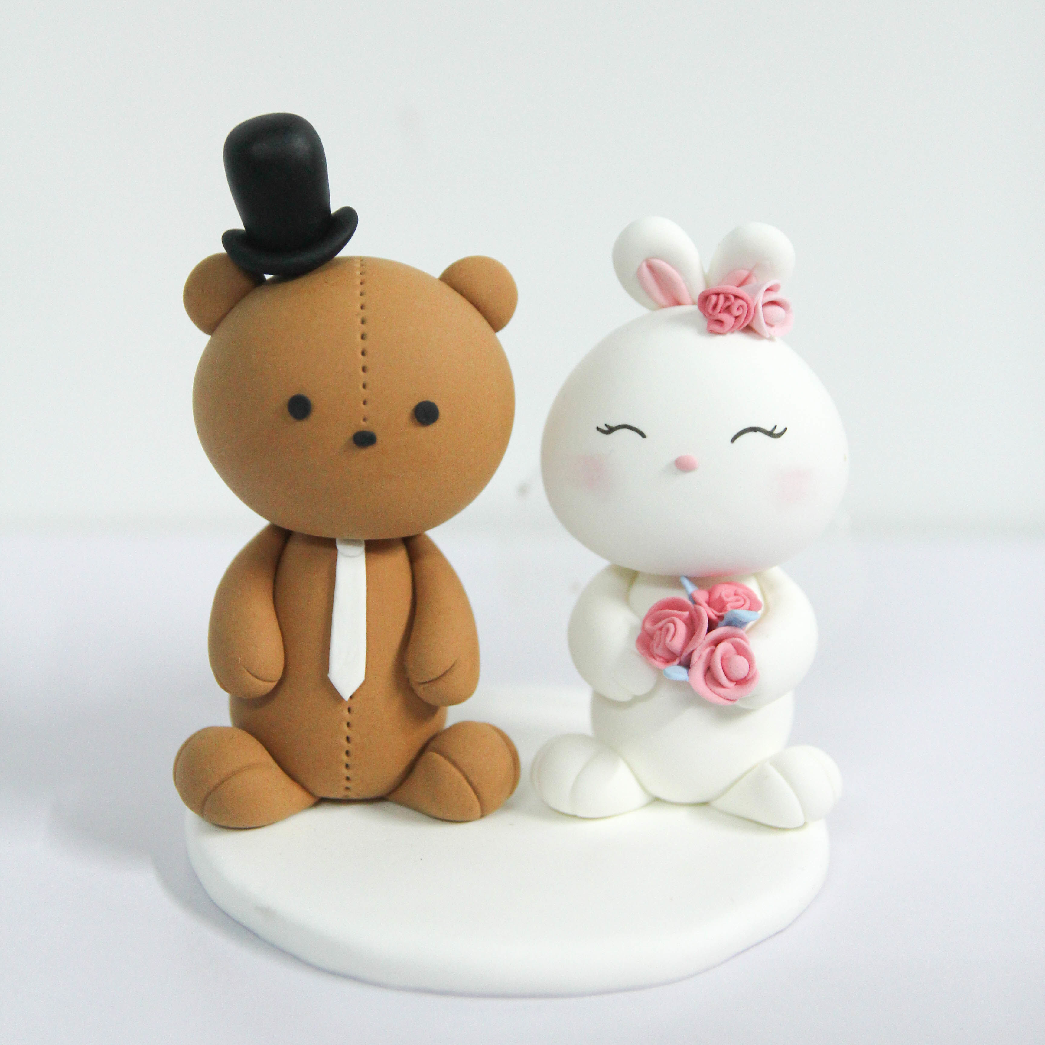 World Cake Topper. Teddy Bear and Bunny Wedding Cake Topper