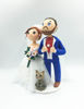 Picture of Iron Man  Wedding Cake Topper,  Bride & groom wedding cake topper with cat