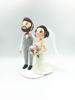 Picture of Mauve wedding cake topper, full beard groom and mermaid bride clay figurine.