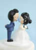 Picture of Kissing bride & groom cake topper, Elopement wedding clay figurine