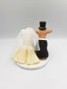 Picture of Chihuahua wedding cake topper, Bride and groom dog clay figurine