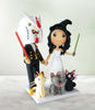 Picture of Harry Potter and Gundam wedding cake topper, Costume bride and groom clay figurine with pets