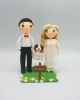 Picture of Picnic wedding cake topper with dog, Camping wedding cake topper