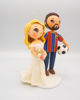 Picture of Soccer wedding cake topper, Qatar football fan wedding clay figurine