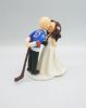 Picture of Hockey Player Groom & Photographer Bride Wedding Cake Topper, Custom Hobby Wedding Cake Topper