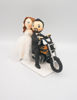 Picture of Motorcycle wedding cake topper, Biker bride & groom clay figurine