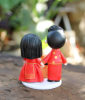 Picture of Chinese Wedding Cake Topper with Dog, Bride & Groom with Dog clay figurine