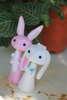 Picture of Bunny wedding clay figurine, Wedding woodland cake topper