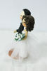 Picture of Rustic wedding cake topper, Curly Hair Bride clay figurine