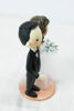 Picture of Rustic wedding cake topper, Curly Hair Bride clay figurine