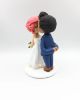 Picture of Pink hair bride and glasses groom wedding topper, Kissing wedding cake topper