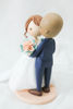 Picture of Bald Groom Wedding Clay Figurine, Coral Wedding Theme Cake Topper