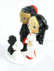 Picture of Qipao Chinese Wedding Cake Topper, Bride & Groom with Dogs Wedding Cake Topper