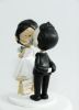 Picture of Short Bride with Stool Wedding Cake Topper, Kissing Bride & Groom Clay Topper