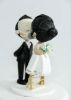 Picture of Short Bride with Stool Wedding Cake Topper, Kissing Bride & Groom Clay Topper