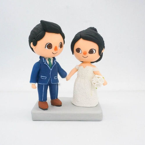 Picture of Animal Crossing Wedding Cake Topper, Online Game Bride & Groom Wedding Topper
