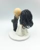 Picture of Bald groom and Curly Hairstyle Bride wedding cake topper